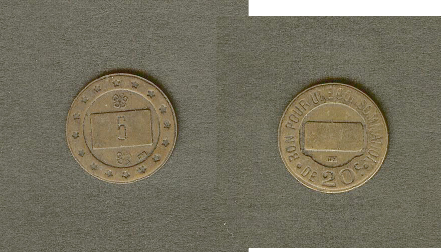 Token for 20 centimes of purchases N° 5 gVF